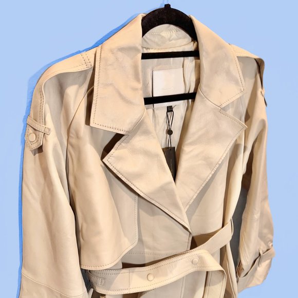 NWT Massimo Dutti Nappa Leather Trench Coat - Picture 3 of 11